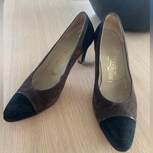 Salvatore Ferragamo Two-Tone Suede Heels